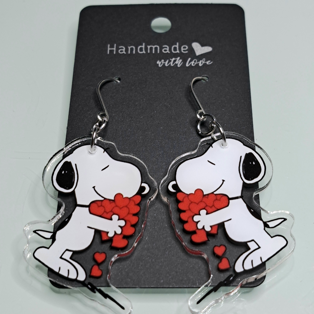 Valentines Snoopy Earrings With Stainless Steel Ear Wires 10$